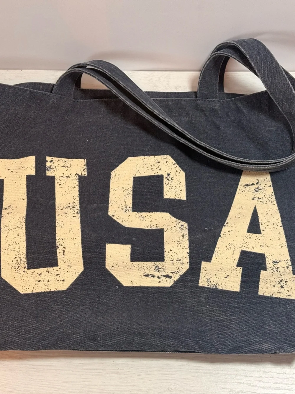 USA Black Canvas Tote Bag